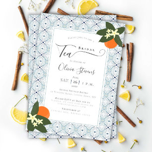 Elegant Bridal Tea Orange Portugiesische Fliesendu Einladung