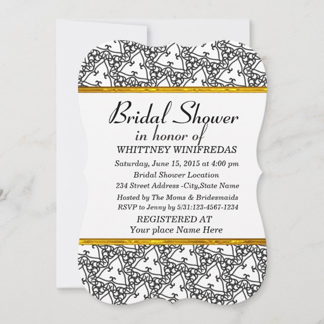 Elegant Bridal weiße Dusche Einladung (Vorderseite)