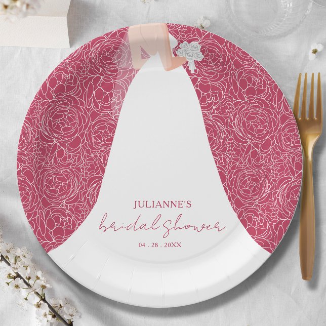 Elegant Bride Brautparty Magenta Pappteller (Von Creator hochgeladen)