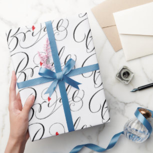 Elegant Bride Calligrafy Extravagant Script Letter Geschenkpapier
