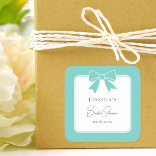Elegant Bride & Co. Aquamarines Blue Bow-Brautpart Quadratischer Aufkleber