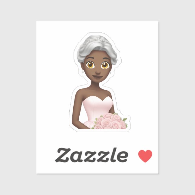 Elegant Bride Emoji mit rosa Gown Aufkleber (Blatt)