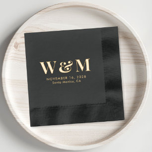 Elegant Bride Groom Monogram Initials Wedding Servietten Mit Folie