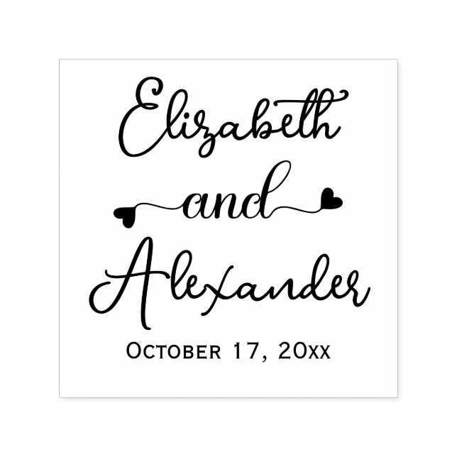 Elegant Bride Groom Names Wedding Calligraphy #2 Permastempel (Design)