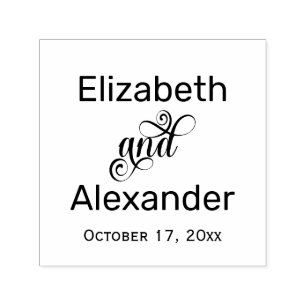 Elegant Bride Groom Names Wedding Typografy #2 Permastempel