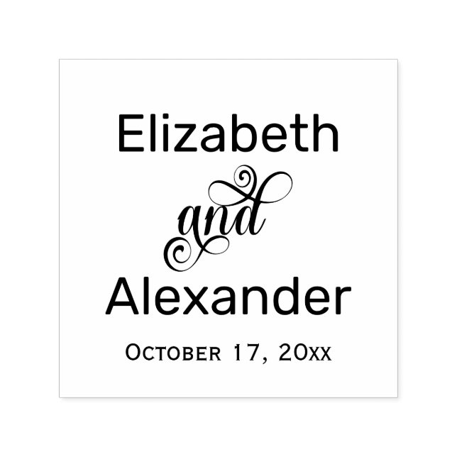 Elegant Bride Groom Names Wedding Typografy #2 Permastempel (Design)
