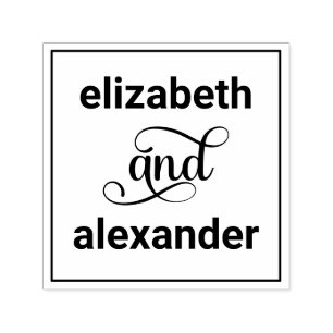 Elegant Bride Groom Names Wedding Typografy #4F Permastempel