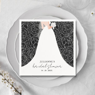 Elegant Bride on Black Paper Napkin Serviette