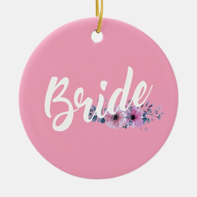 Elegant Bride Wedding Calligraphy Keramik Ornament (Vorne)