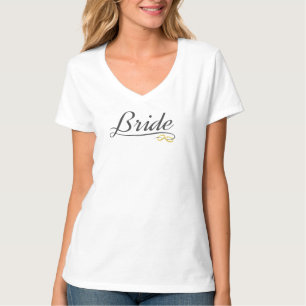 Elegant Bride Wedding Calligraphy   V-Neck-T - Shi T-Shirt