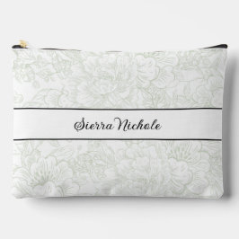 Elegant Bridesmaid Chinoiserie Sage Green Peony Zubehörtasche