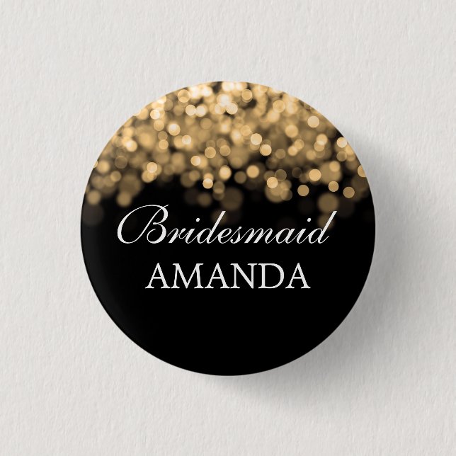 Elegant Bridesmaid Gefallen Gold Lights Button (Vorderseite)