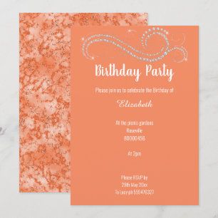 ELEGANT BRIGHT APRICOT DIAMOND BIRTHDAY PARTEI EINLADUNG