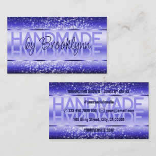 Elegant Bright Blue Luxury Sparkle Glitzer Glam Visitenkarte