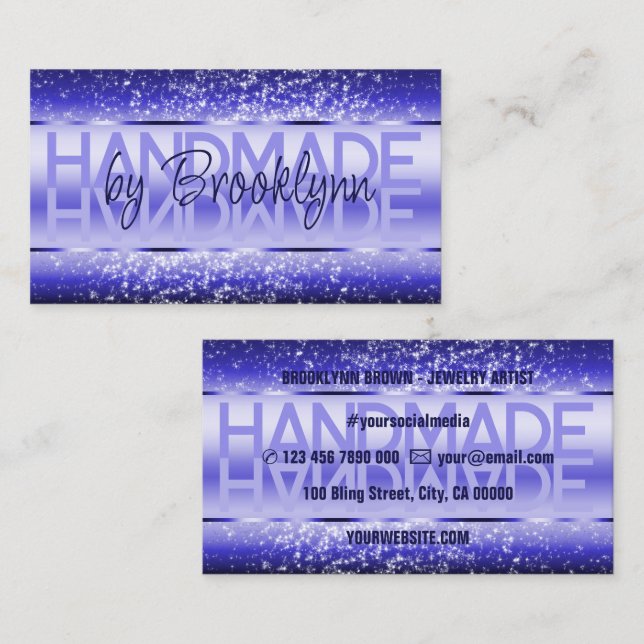 Elegant Bright Blue Luxury Sparkle Glitzer Glam Visitenkarte (Vorne/Hinten)