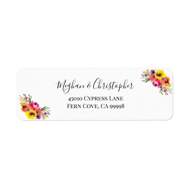 Elegant Bright Boho Floral Wedding Rücksendeadress (Vorne)