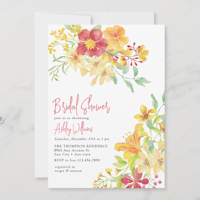 Elegant Bright Floral | Chic Brautparty Einladung (Vorderseite)