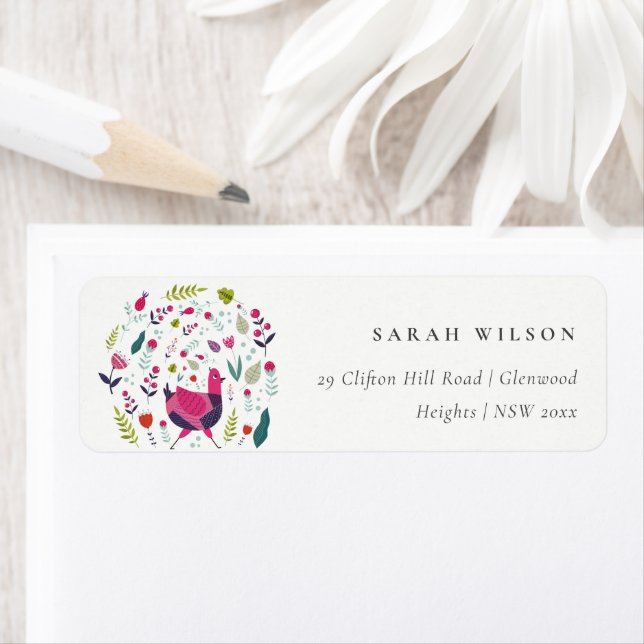 Elegant Bright Folk Farm Floral Birdie Adresse (Insitu)