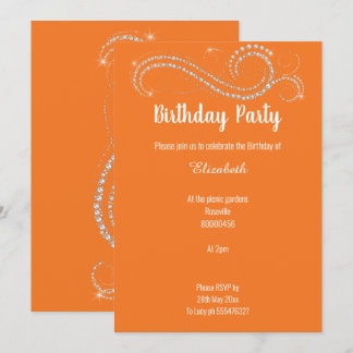 ELEGANT BRIGHT ORANGE DIAMOND BIRTHDAY PARTEI EINLADUNG