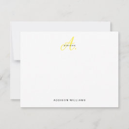 Elegant Bright Yellow Gold Script Monogram Mitteilungskarte