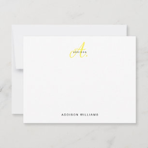 Elegant Bright Yellow Gold Script Monogram Mitteilungskarte