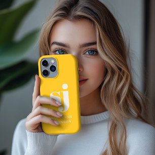 Elegant Bright Yellow Monogramm Initialen Case-Mate iPhone Hülle