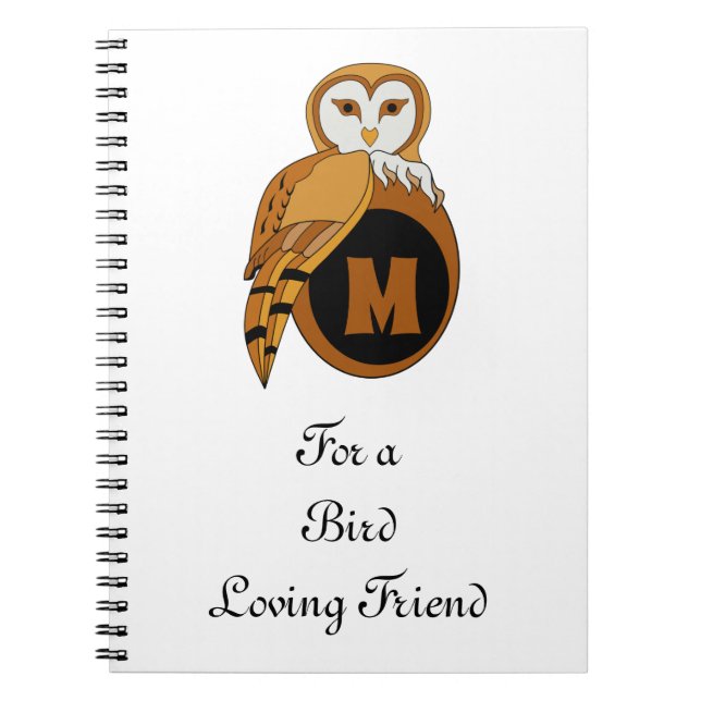 Elegant British Barn Owl Monogram Notizblock (Vorderseite)