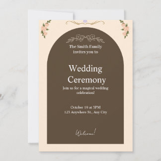Elegant Brown Arch Floral Wedding Invitation | Min Einladung