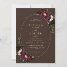 Elegant Brown Burgundy Floral Wedding