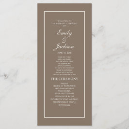 Elegant Brown Cream Script Wedding Program Programm