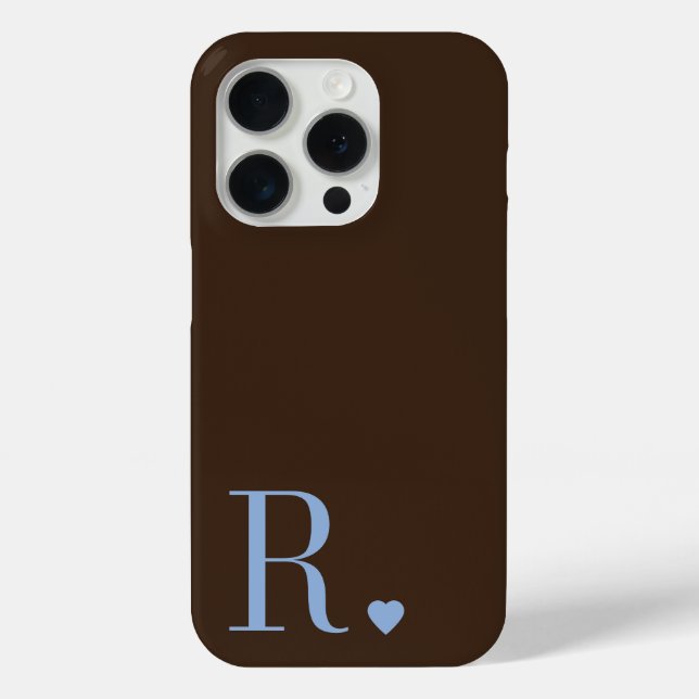 Elegant brown &dusty blue monogram iniital Case-Mate iPhone hülle (Rückseite)