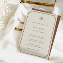 Elegant Brown & Ecru Classic Monogram Wedding