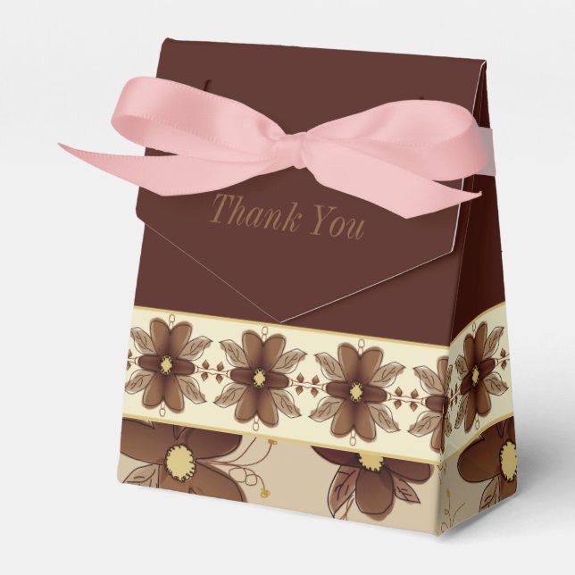 Elegant Brown Floral Geschenkschachtel (Vorderseite)