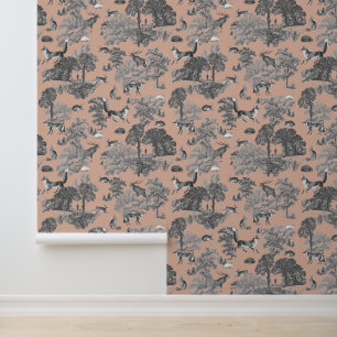 Elegant Brown Grey Fox Forest Animals Tapete