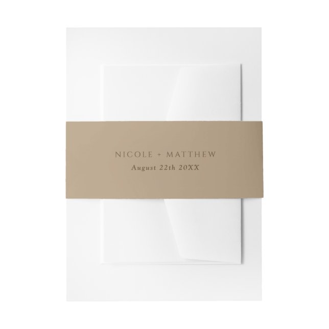 Elegant Brown Khaki Personalisiert Wedding Einladungsbanderole (Vorderseite Beispiel)