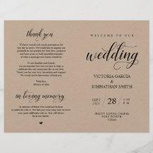 Elegant Brown Kraft, Wed Zeremony Foldable Program