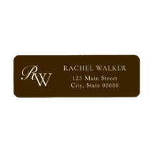 Elegant Brown Monogram Return Address