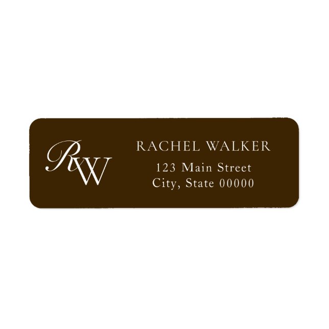Elegant Brown Monogram Return Address (Vorne)