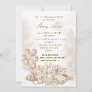 Elegant Brown & Pastel Baby Shower Invitation Einladung