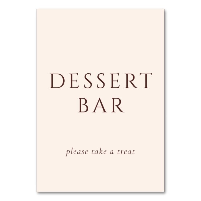 Elegant Brown Script Dessert Bar Tischnummer (Vorderseite)
