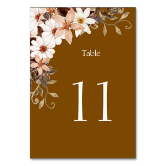 Elegant Brown Table Number Card Tischnummer