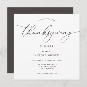 Élégant Brown Thanksgiving Diner Invitation