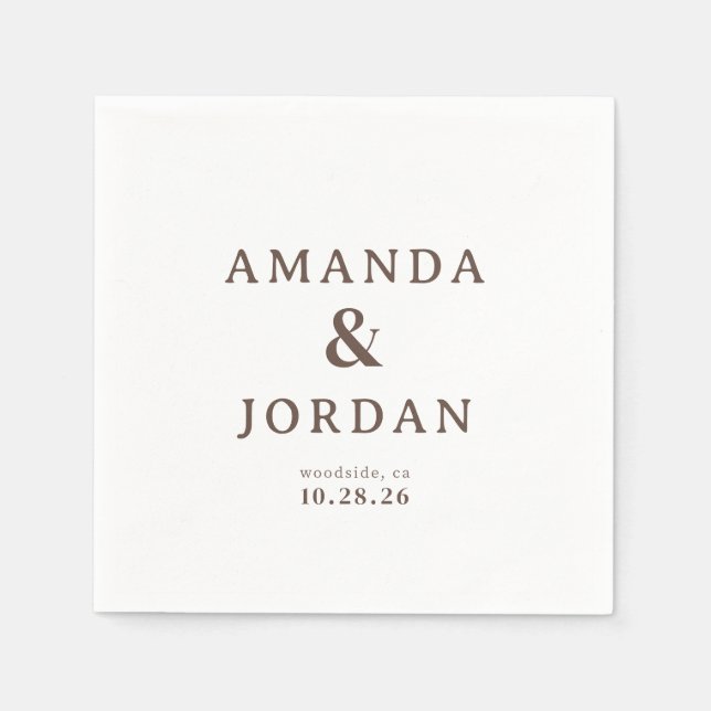 Elegant Brown Typographic Serviette (Vorderseite)