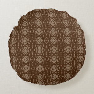 Elegant Brown und Beige Rundes Kissen