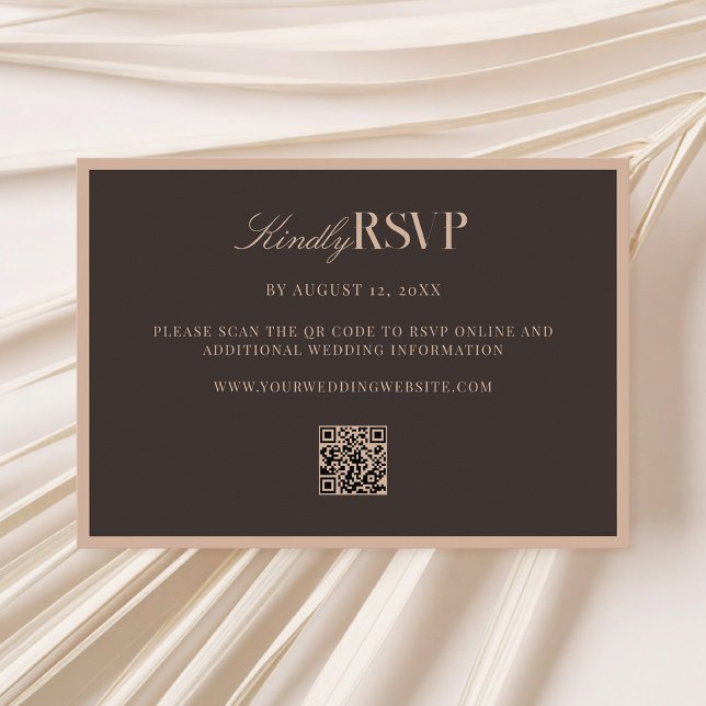 Elegant Brown Wedding RSVP Karte (Von Creator hochgeladen)