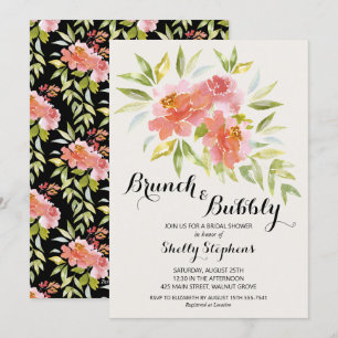 Elégant Brunch et bulle Floral Shower Invitation