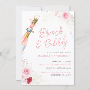Élégant Brunch floral et Bubbly Invitation