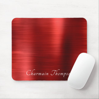Elegant Brush Metallic Ruby Red Mousepad