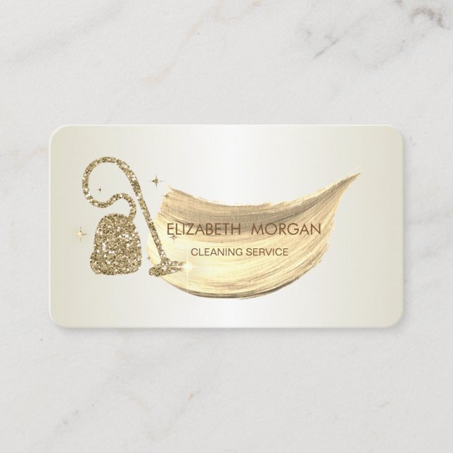 Elegant Brush Stroke Glitzer Staubsauger Visitenkarte (Vorderseite)