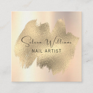 Elegant Brush Stroke Gold Champaign Minimalistisch Quadratische Visitenkarte